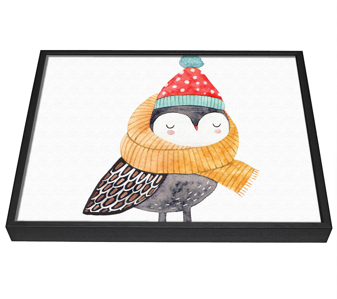 A picture of a Ready For Winter Bird framed canvas print sold by Wallart-Direct.co.uk