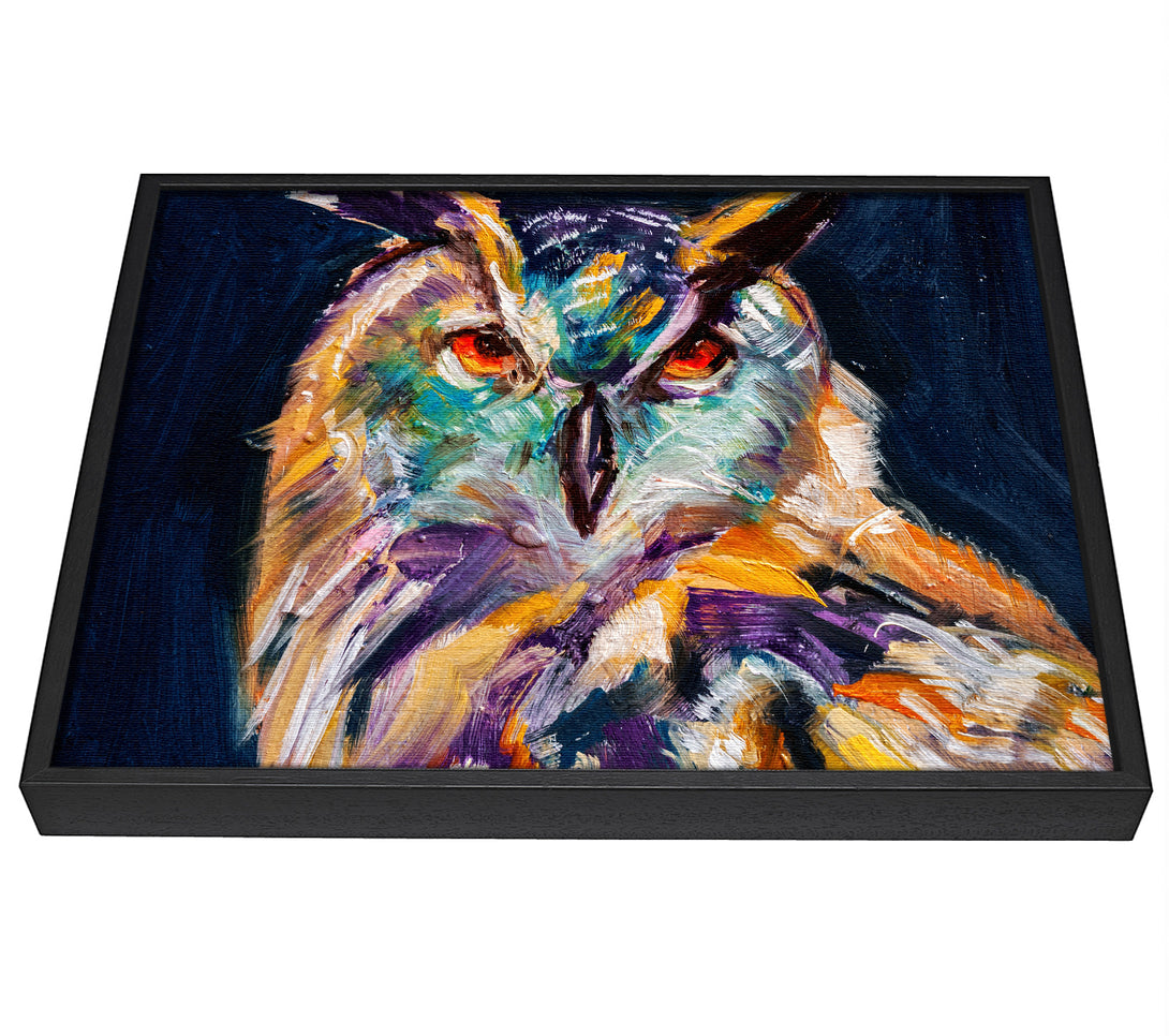 A picture of a The Vivid Owl Stare framed canvas print sold by Wallart-Direct.co.uk