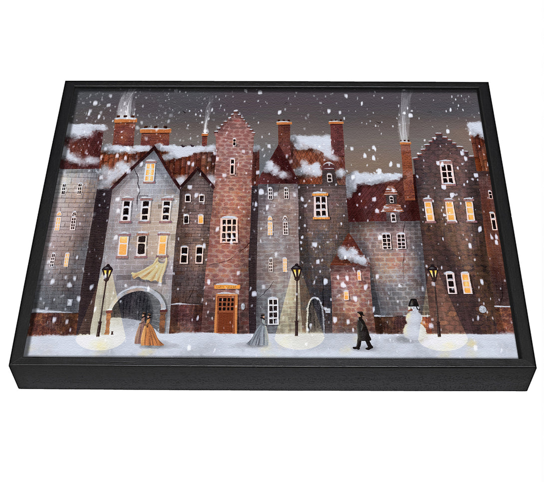 A picture of a The Snowy Streets framed canvas print sold by Wallart-Direct.co.uk