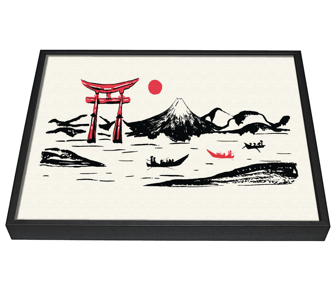 A picture of a Temples Of The Mountain framed canvas print sold by Wallart-Direct.co.uk