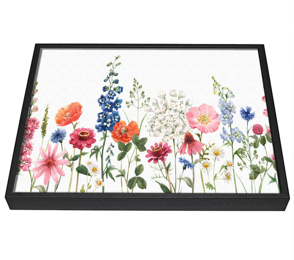 A picture of a Flowers In The Meadow framed canvas print sold by Wallart-Direct.co.uk