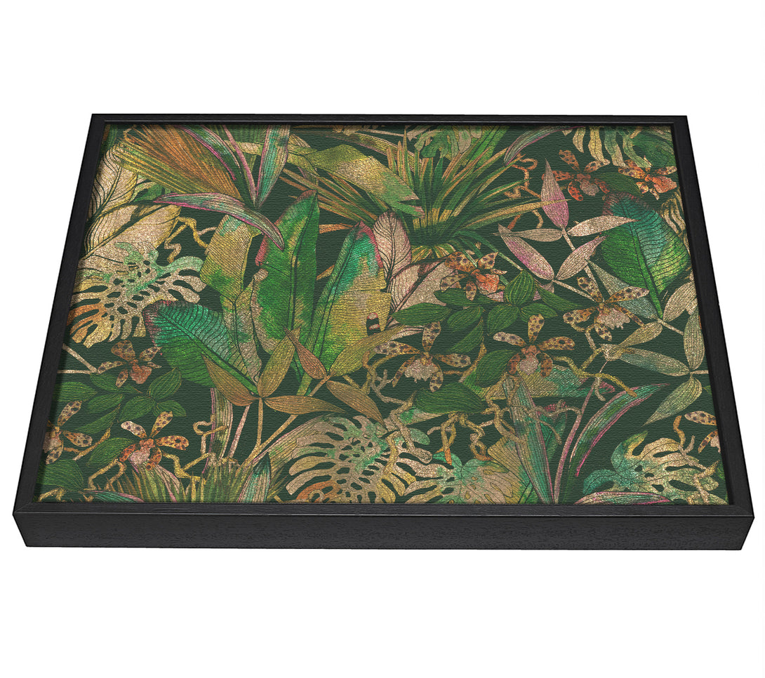 A picture of a Jungle Flowers framed canvas print sold by Wallart-Direct.co.uk