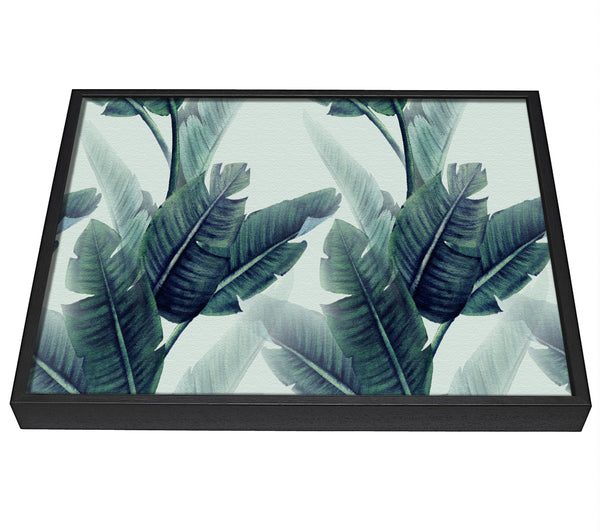 A picture of a Green Banana Leaves framed canvas print sold by Wallart-Direct.co.uk