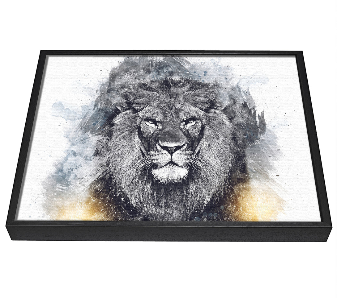 A picture of a Lion Distortion Grunge framed canvas print sold by Wallart-Direct.co.uk