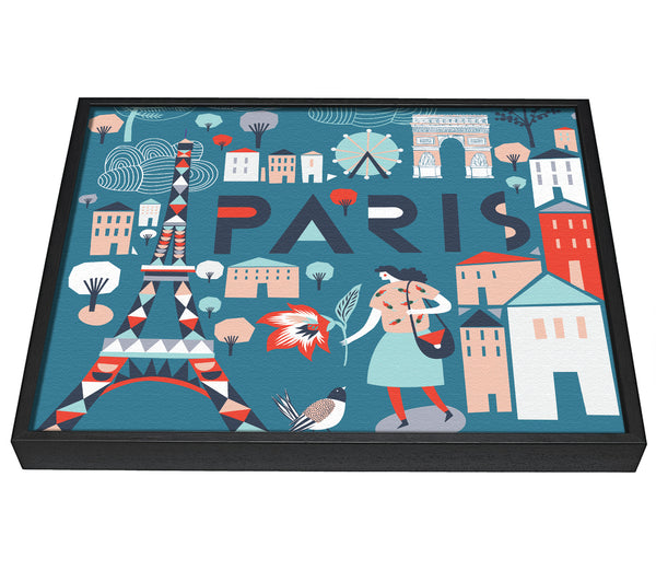 A picture of a The Little Map Of Paris framed canvas print sold by Wallart-Direct.co.uk