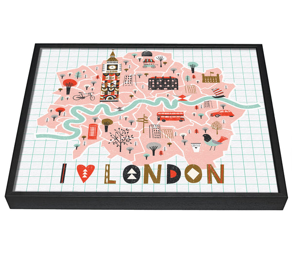 A picture of a The Little Map Of London 2 framed canvas print sold by Wallart-Direct.co.uk