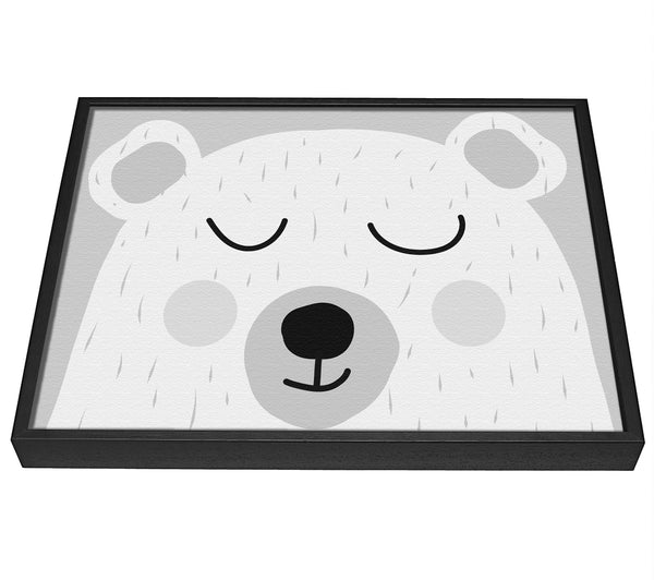 A picture of a The Cute Bear Head Grey framed canvas print sold by Wallart-Direct.co.uk