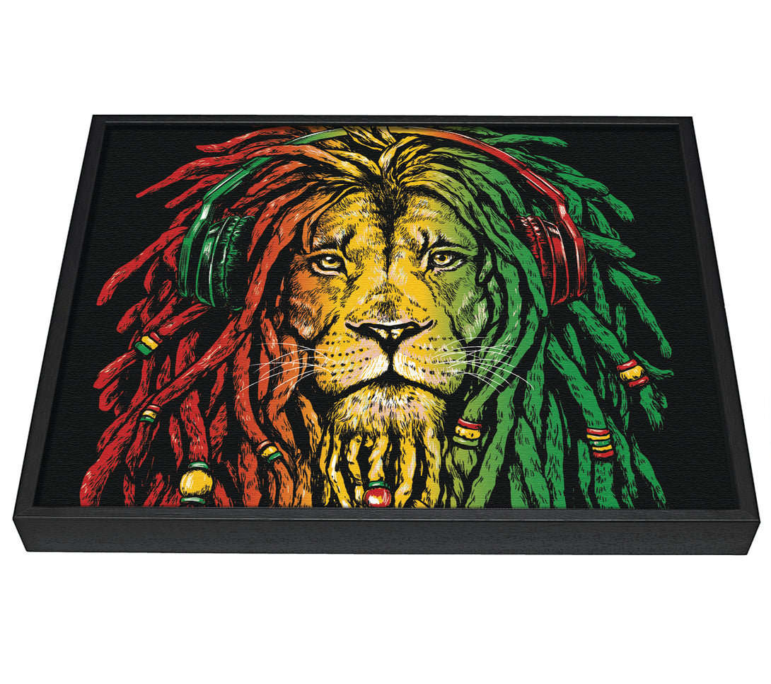 A picture of a Rasta Lion framed canvas print sold by Wallart-Direct.co.uk