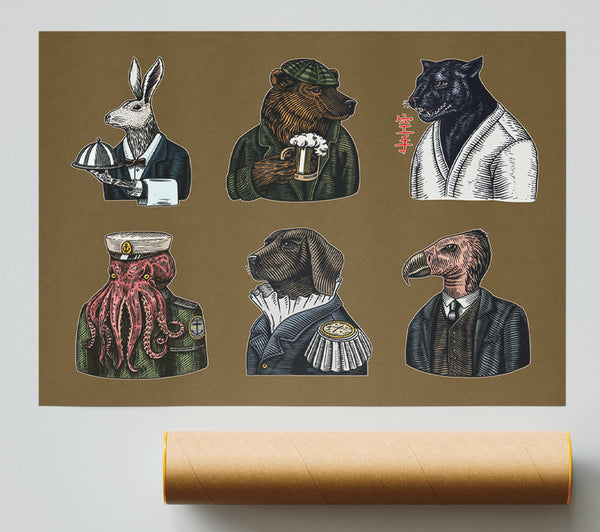 Six Vintage Animal People