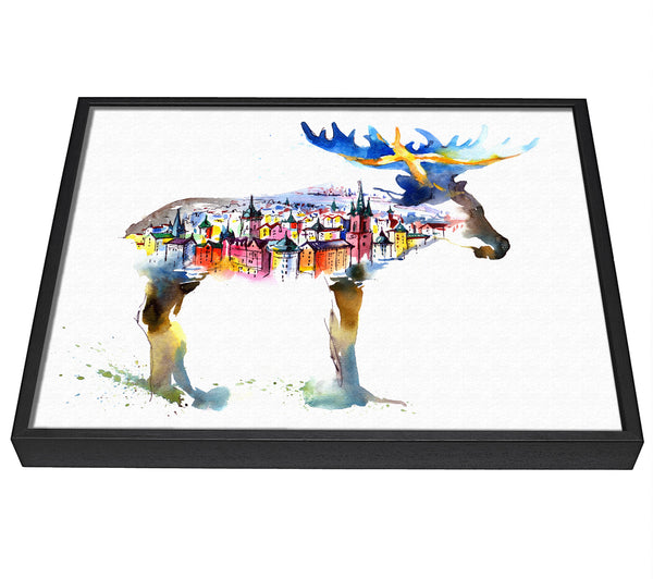 A picture of a The Moose Town framed canvas print sold by Wallart-Direct.co.uk