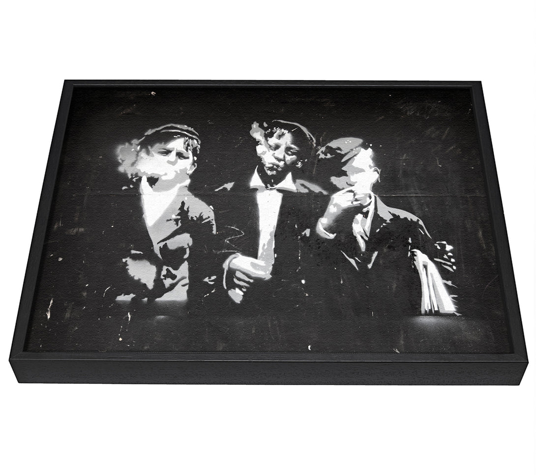 A picture of a Children Smoking framed canvas print sold by Wallart-Direct.co.uk