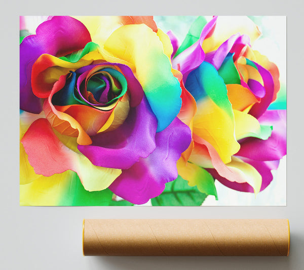 Multi Coloured Roses Close