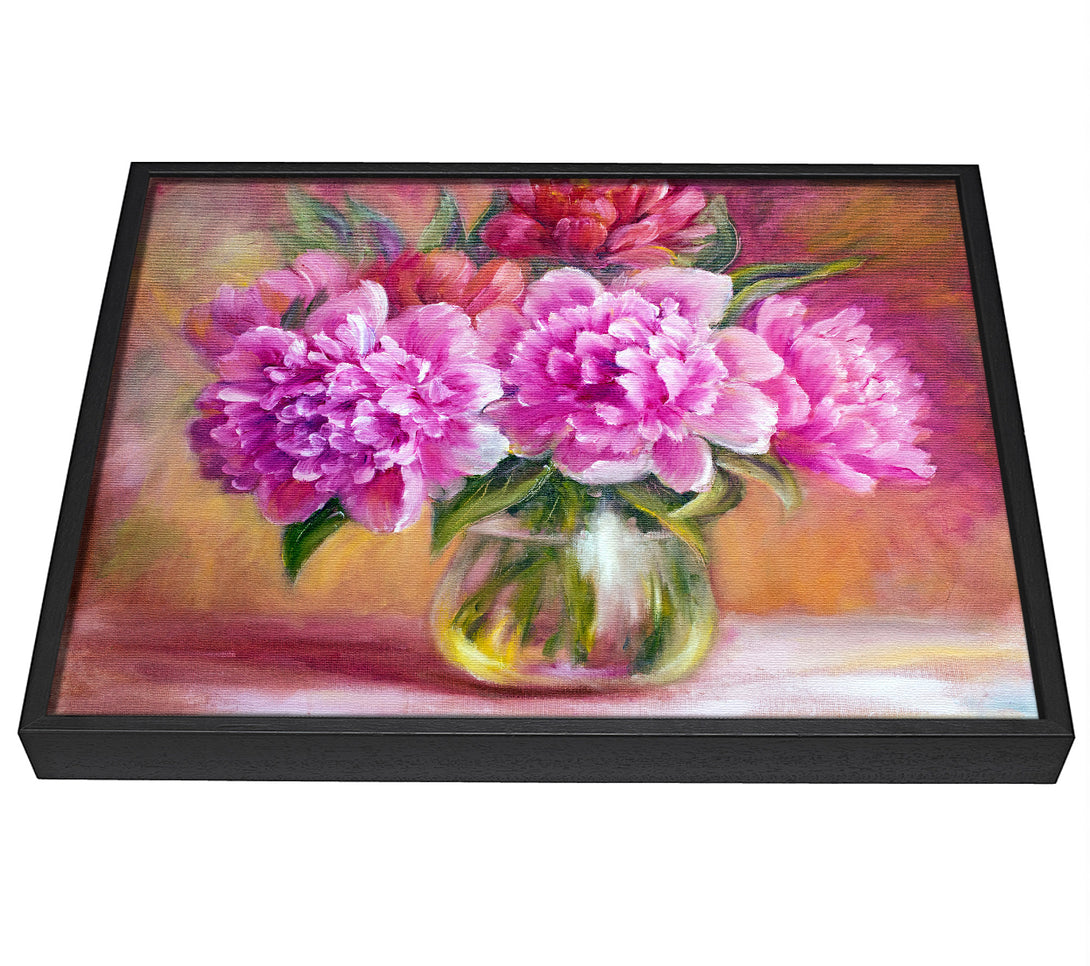 A picture of a The Pink Blossom Vase Of Flowers Beauty framed canvas print sold by Wallart-Direct.co.uk