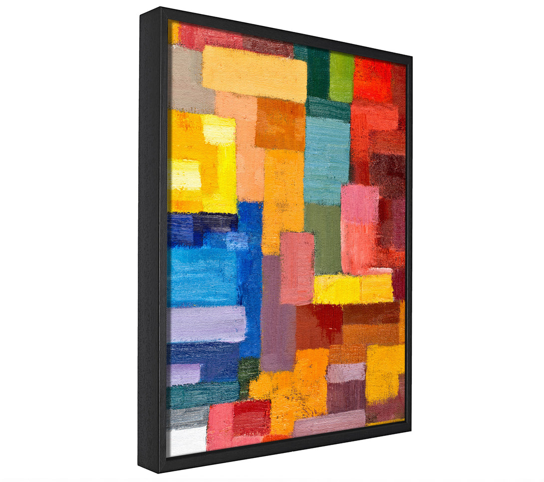 A picture of a Patchwork Colours Mix framed canvas print sold by Wallart-Direct.co.uk