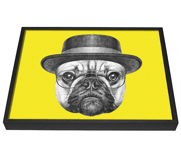 A picture of a The Pug With A Hat framed canvas print sold by Wallart-Direct.co.uk