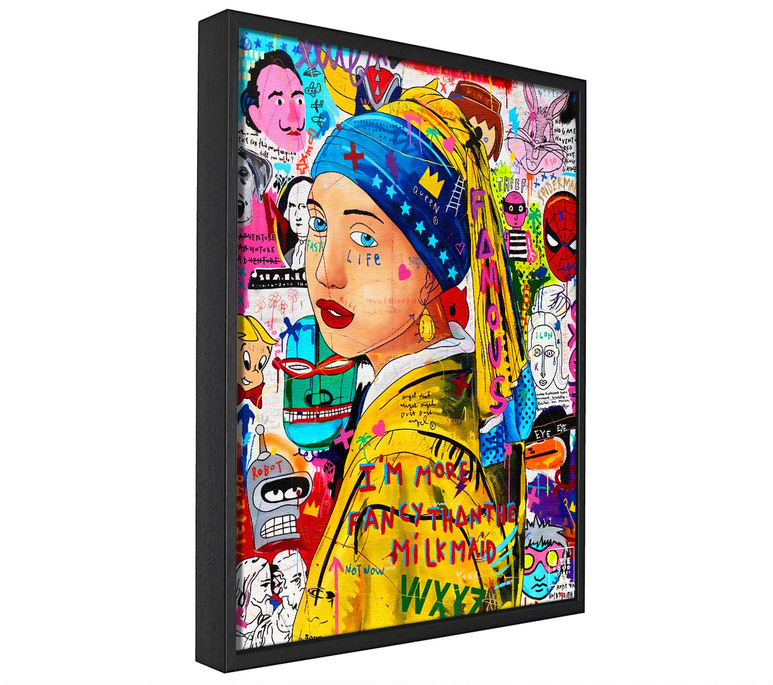 A picture of a Girl With A Pearl Earring canvas framed print, sold by Wallart-Direct.co.uk