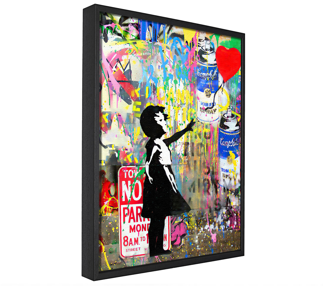 A picture of a Banksy Balloon Girl canvas framed print, sold by Wallart-Direct.co.uk