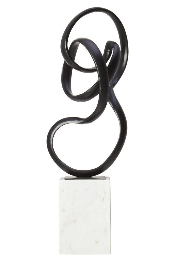 Mirano Black Knotted Sculpture with Nickel Finish