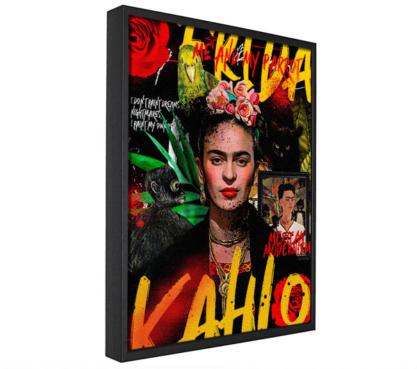 A picture of a Frida Kahlo Graffiti framed canvas print sold by Wallart-Direct.co.uk