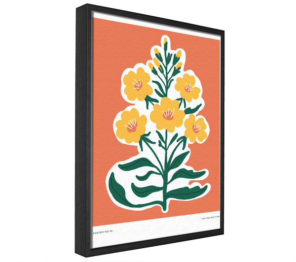 A picture of a Yellow Flowers On Orange framed canvas print sold by Wallart-Direct.co.uk