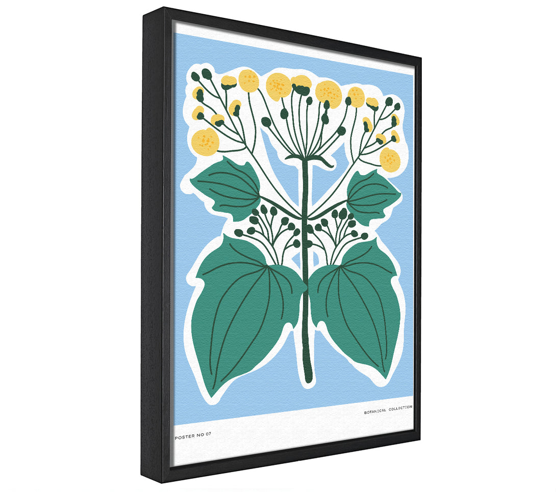 A picture of a Yellow Flowers On Pastel Blue framed canvas print sold by Wallart-Direct.co.uk