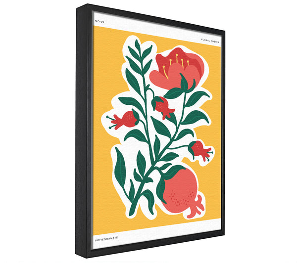 A picture of a Red Flowers On A Yellow framed canvas print sold by Wallart-Direct.co.uk