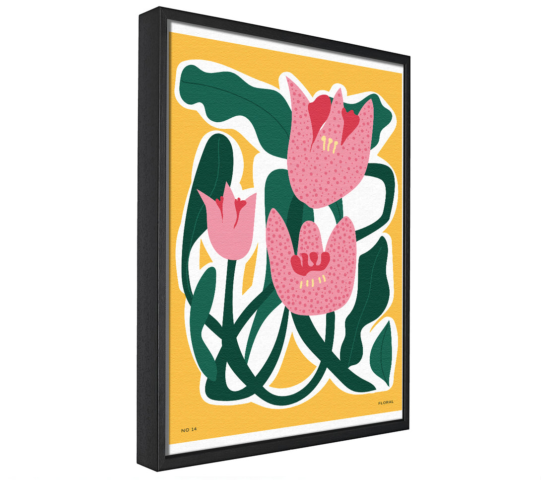 A picture of a Pink Tulip Leaves framed canvas print sold by Wallart-Direct.co.uk