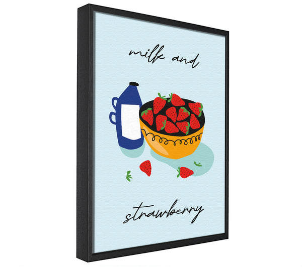 A picture of a Milk And Strawberry framed canvas print sold by Wallart-Direct.co.uk