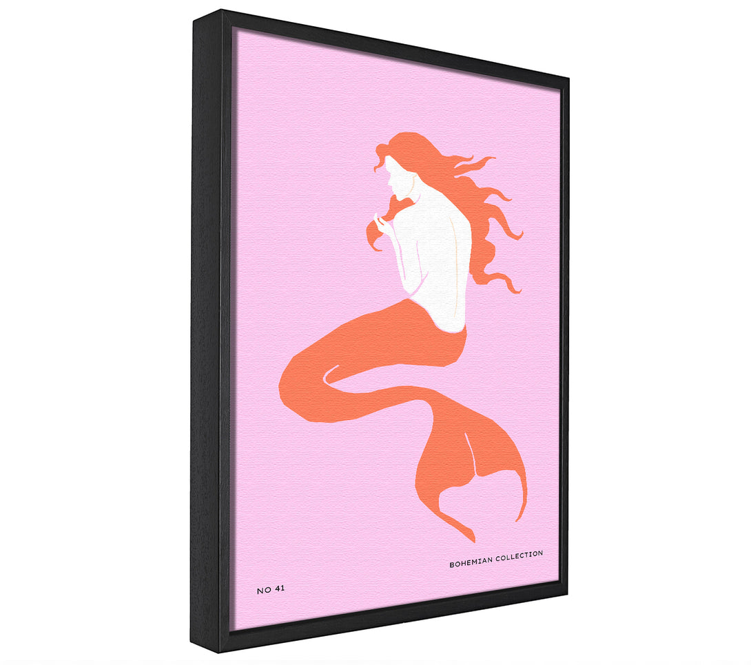 A picture of a Mermaid On Pink framed canvas print sold by Wallart-Direct.co.uk