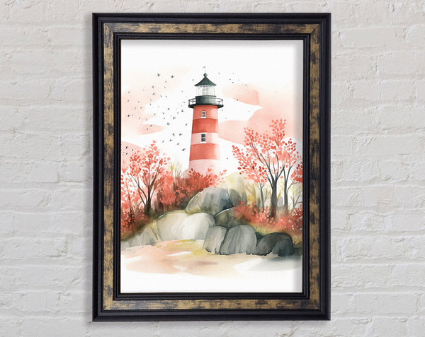 Autumn Lighthouse Watercolour