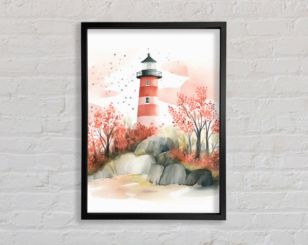 Autumn Lighthouse Watercolour