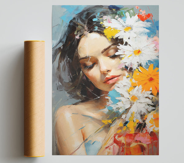 Beautiful Woman Bouquet Art