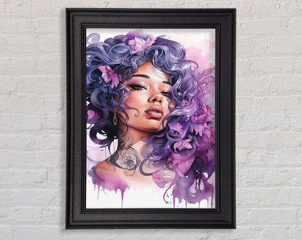 Black Woman With Vibrant Hair Watercolour