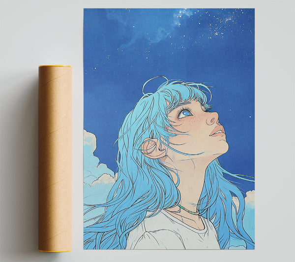 Blue Hair Girl Sky Dreams