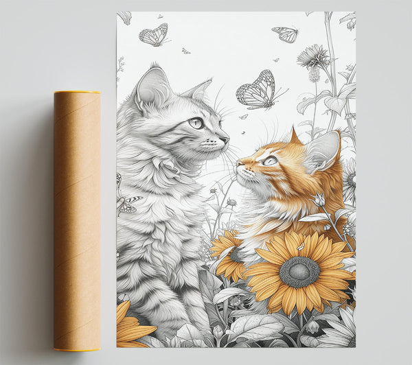 Cats Sunflowers Butterflies