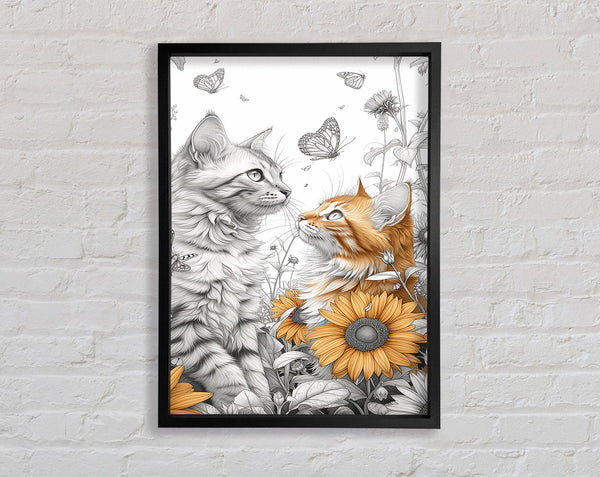 Cats Sunflowers Butterflies