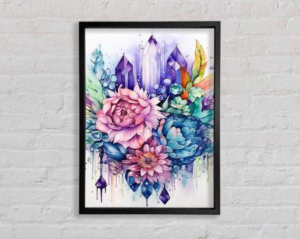 Coral Lee Blue Green Purple And Pink Crystals In Watercolour