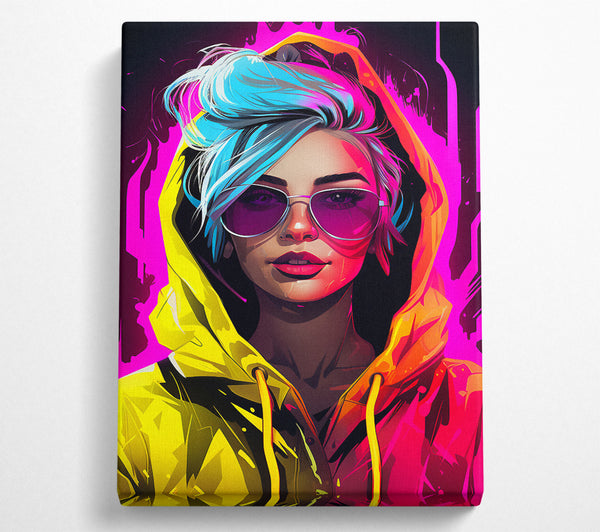 Cyberpunk Girl Yellow Hoodie