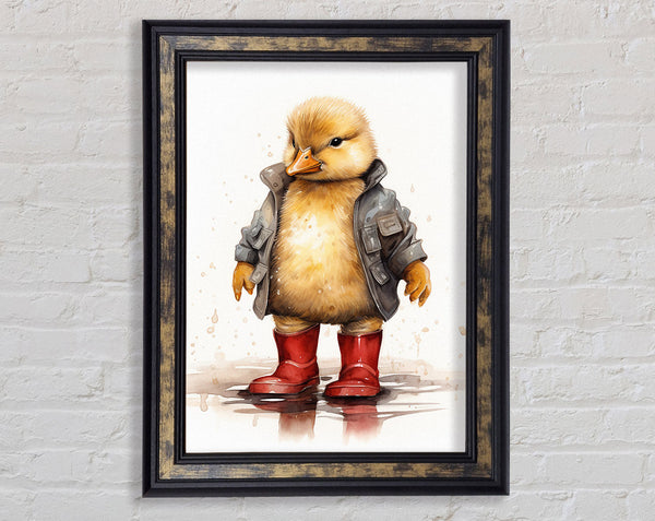 Duckling In Wellington Boots And Raincoat