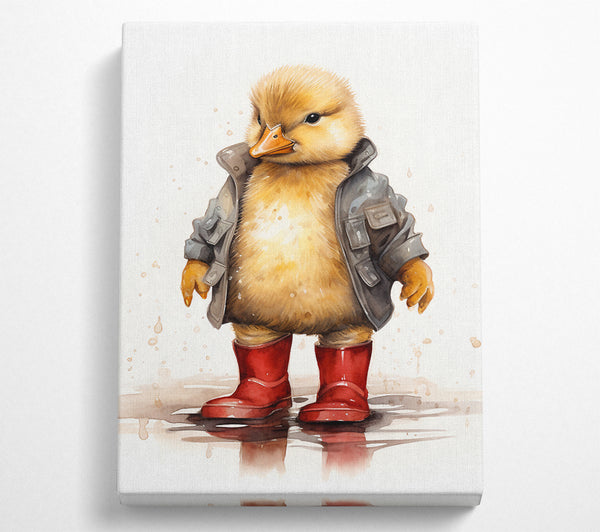 Duckling In Wellington Boots And Raincoat