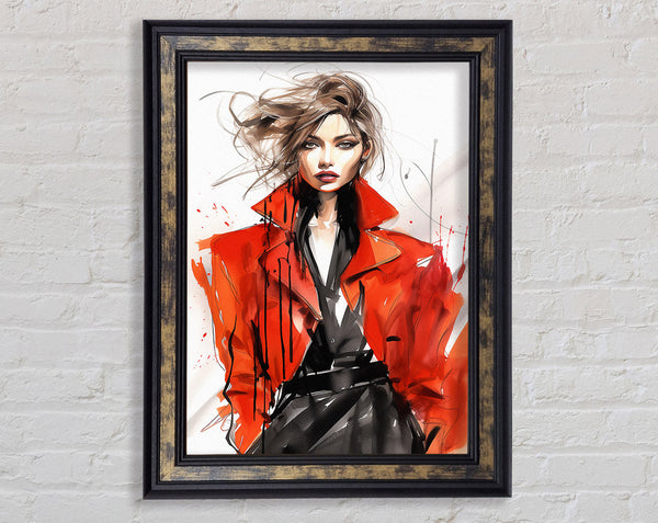 Fashion Red Coat Woman