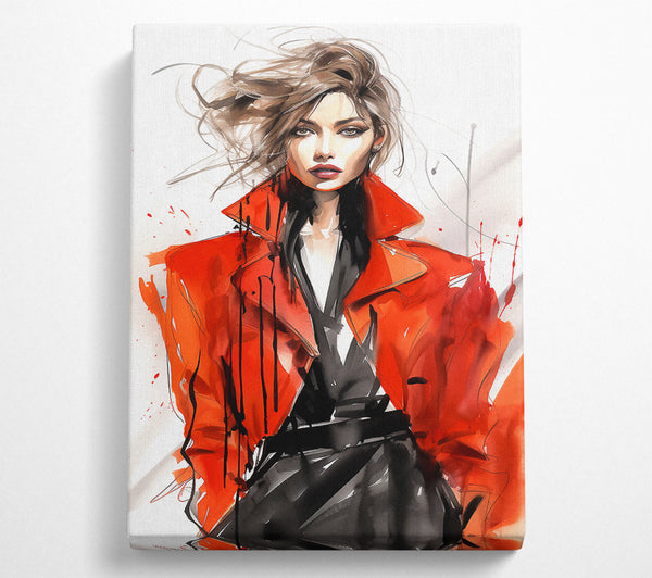 Fashion Red Coat Woman