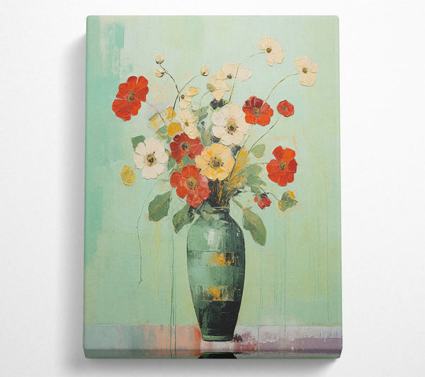 Flowers In A Green Vase