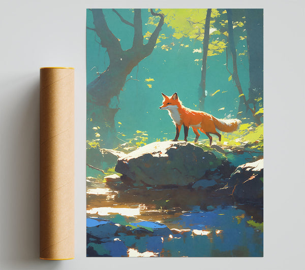 Orange Fox By The Stream