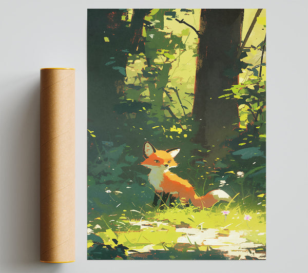 Orange Fox In Woods