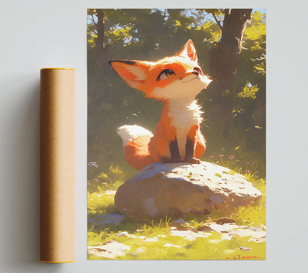 Golden Fox On Stone