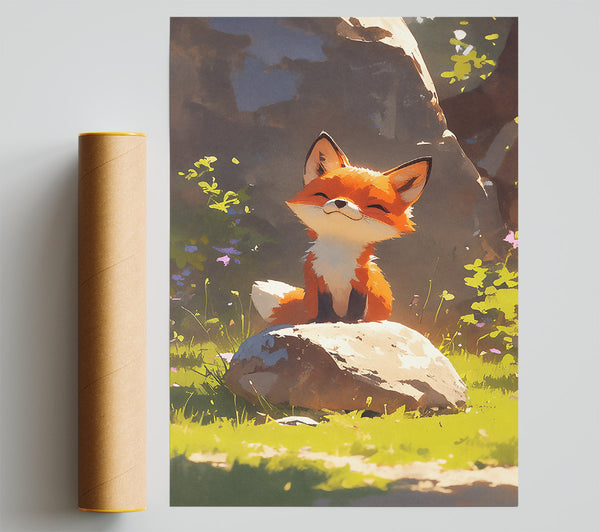 Orange Fox On Rock