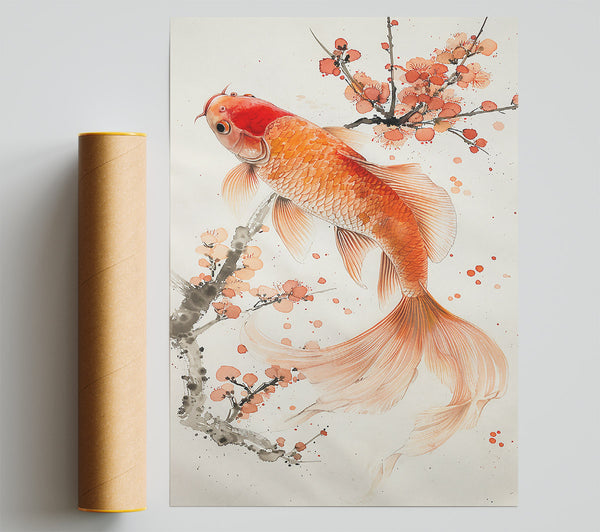 Orange Koi And Blossoms