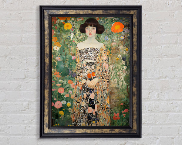 Girl In Blooming Garden Klimt Style