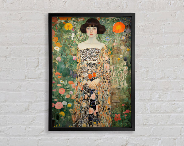 Girl In Blooming Garden Klimt Style